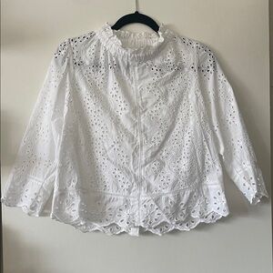 Jennifer & Grace|Cottagecore Boho White Eyelet Women's Top|Small|EUC
